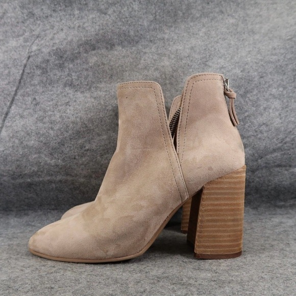 Steve Madden Shoes Womens 9 Bootie Thrived Leather Pointy Toe Block Heel Zip Tan - Picture 3 of 11